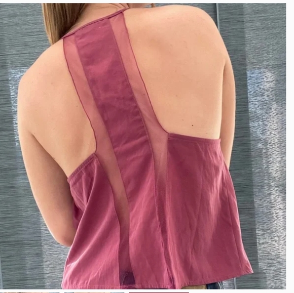 Free People Heartbeat Mesh Camisole Cranberry Colour Size Small - Picture 2 of 6